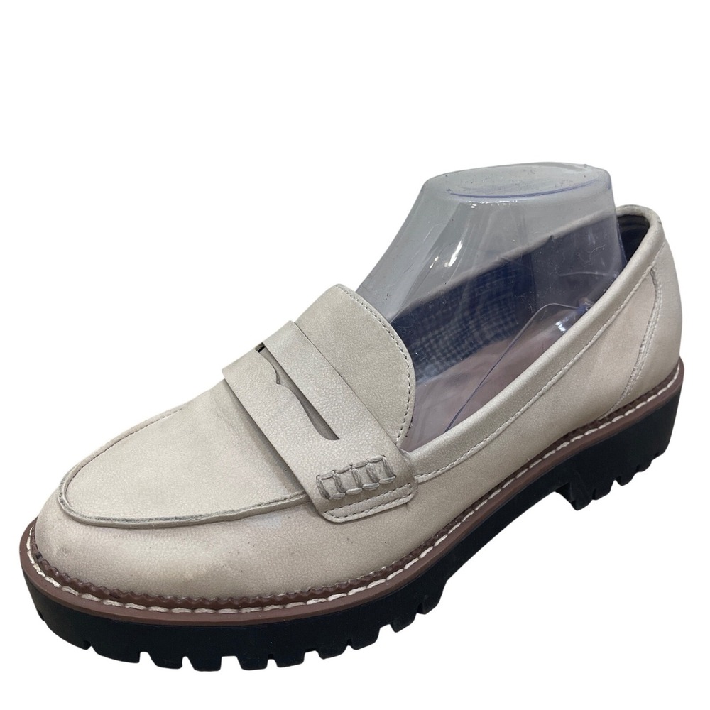 Jellypop Paris 9M Cream Lug Sole Chunky Penny Loafer Womens